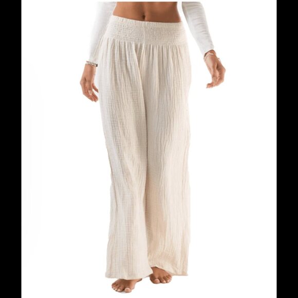 LOTUS AND LUNA Cream Wide Leg Cotton Pants In Women's Size S/M - Picture 1 of 9